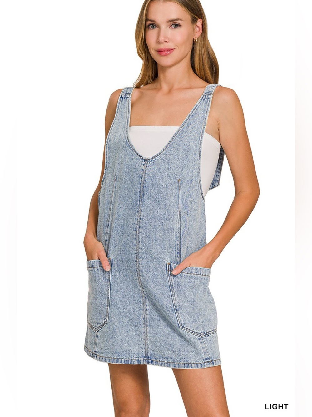 Zenana Denim Overall Dress with Front Pockets🛍️